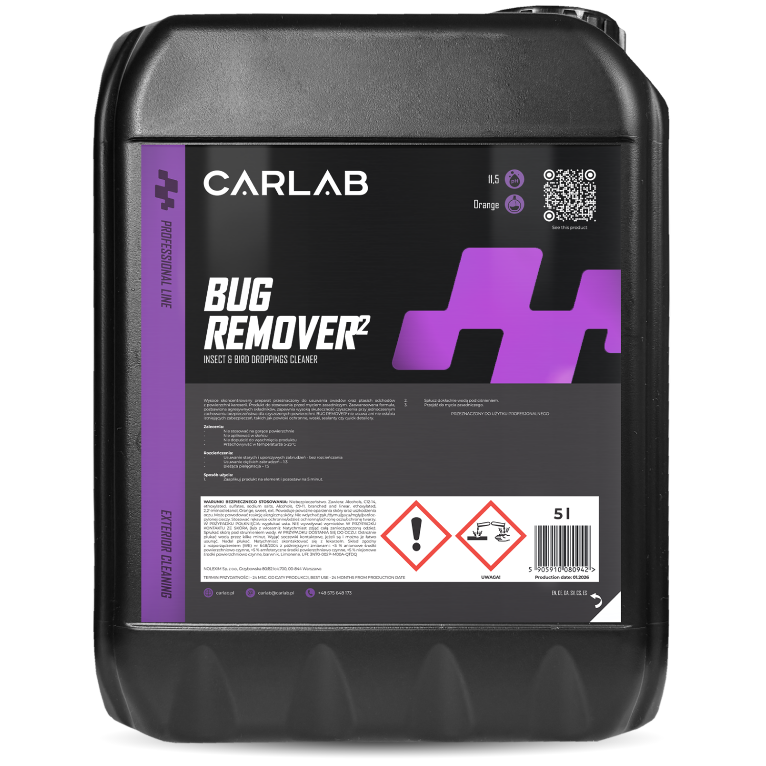CARLAB PRO BUG REMOVER2 płyn do usuwania owadów 5L