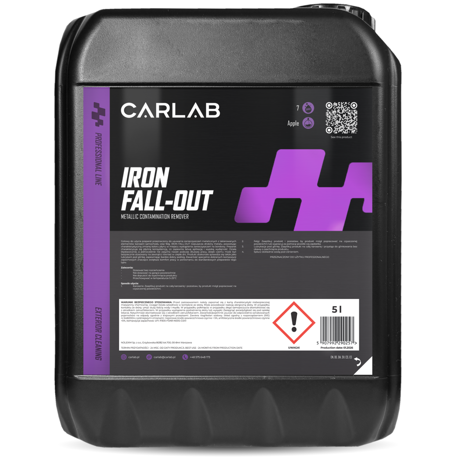 CARLAB PRO IRON FALL-OUT deironizer do zabrudzeń metalicznych 5L